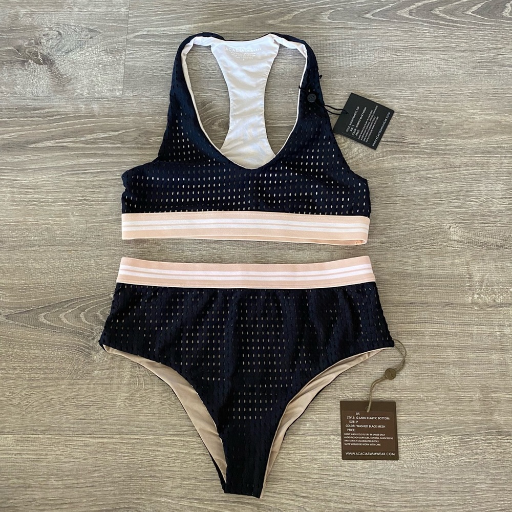 Kailua Top and G Land Bottom in Black Mesh